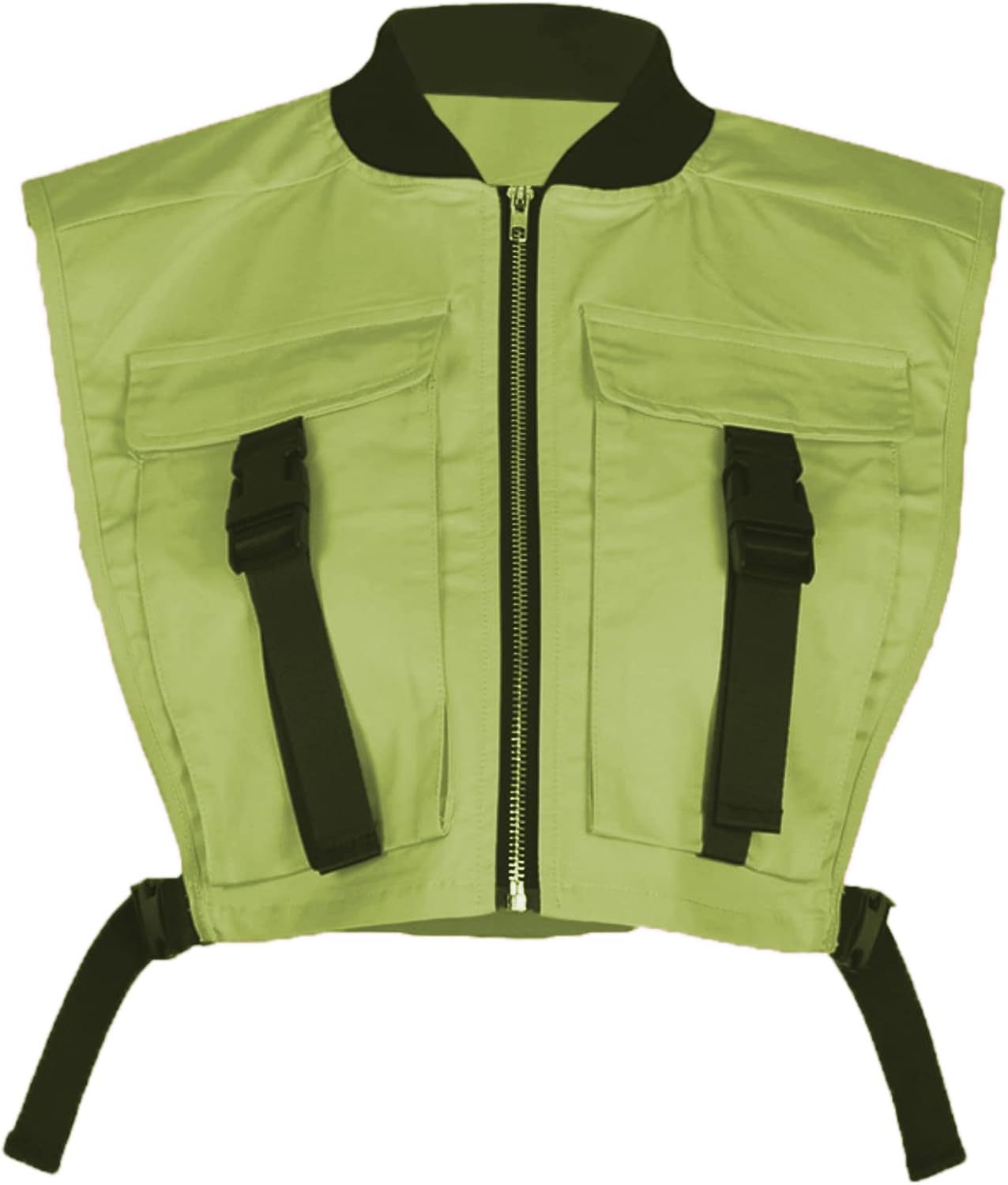 Bnigung Women's Sexy Crop Cargo Vest Sleeveless Buckle Zip Up Vest Jacket Tops Steampunk Streetwear with Pockets