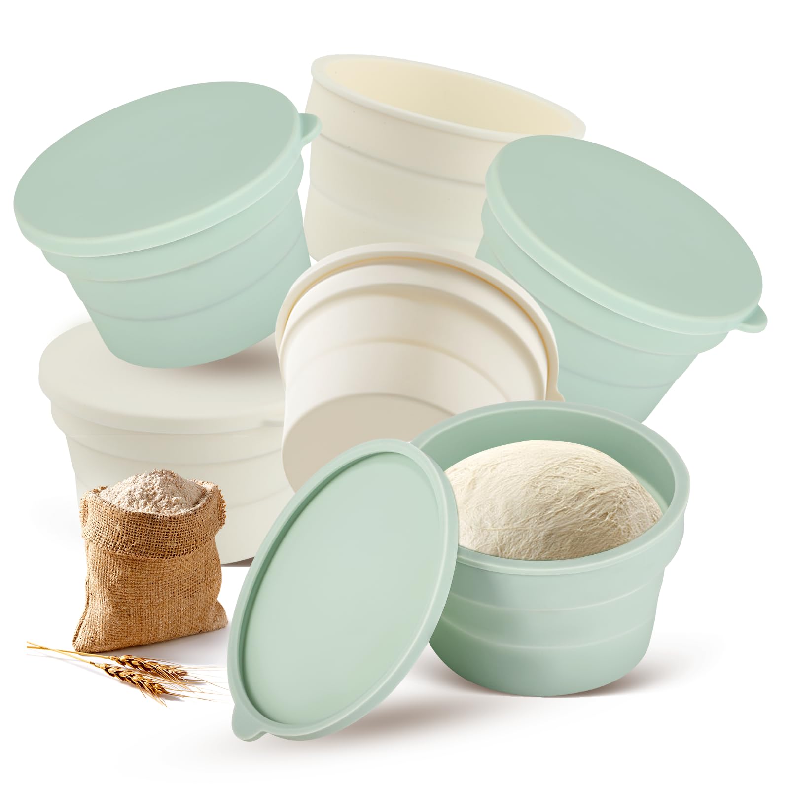 Lot de 4/6 boîtes à pâte à pizza innovantes en silicone, couvercle anti-adhésif, boîtes empilables et détachables
