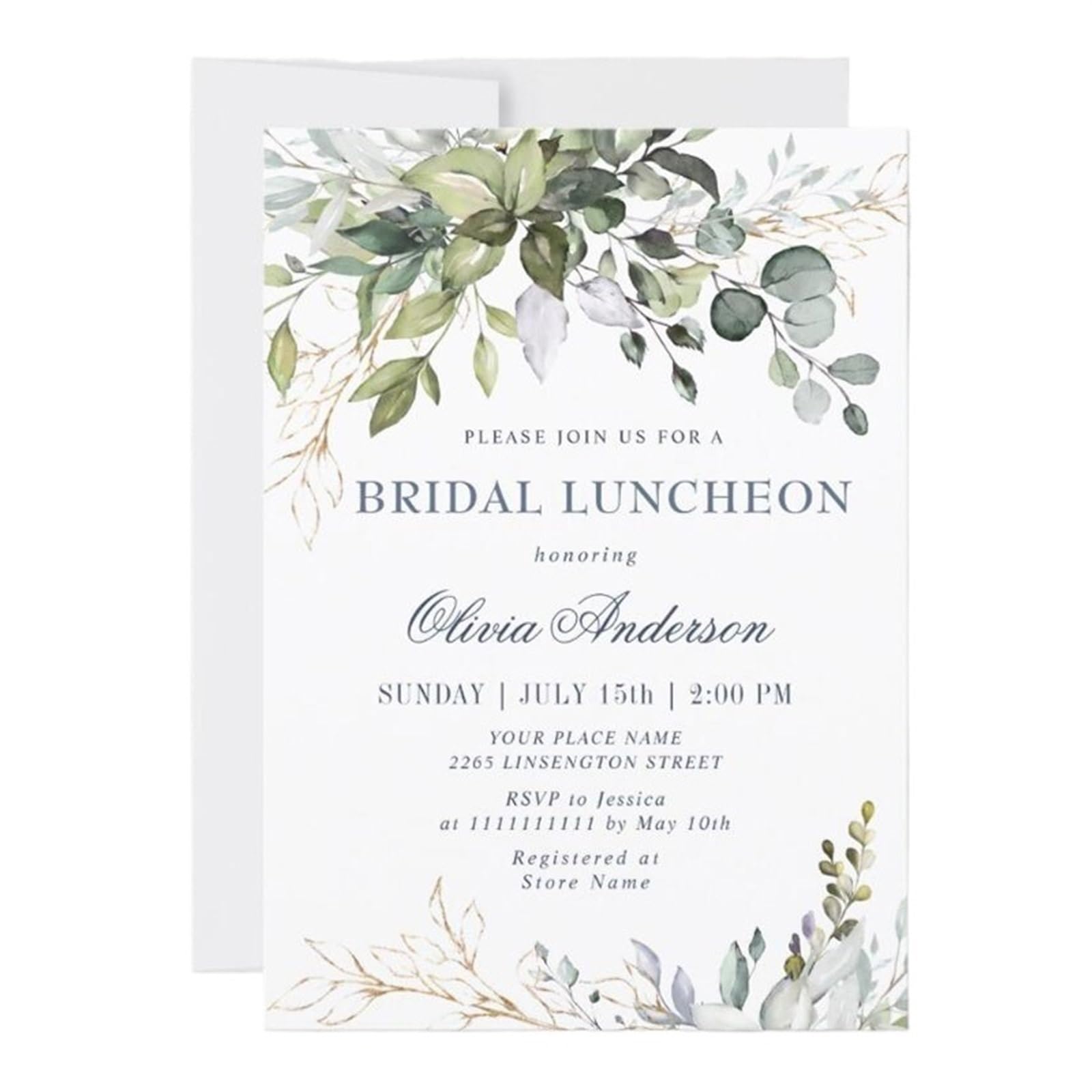 Hochzeitseinladungen Karte Personalisierte Hochzeitseinladungskarten aus Papier. Passen Sie die Einladung zur Brautparty an. Aquarell-Hochzeitseinladungen(Design 1,100pcs)