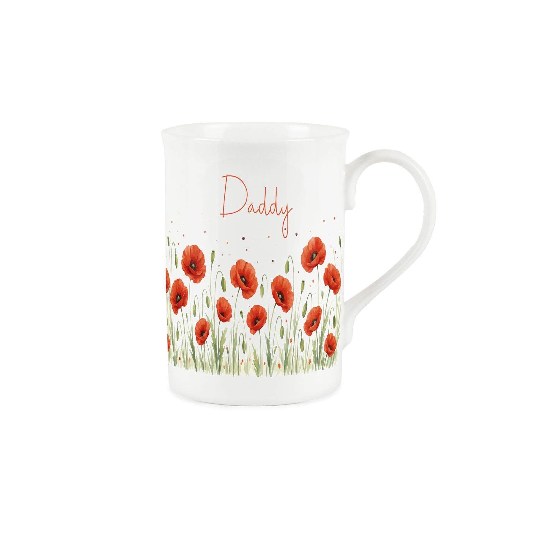 Purely Home Red Summer Poppies Daddy Mug - Floral Meadow Gift/Present for Relative - Remembrance Day Poppy Bone China Coffee/Tea Cup