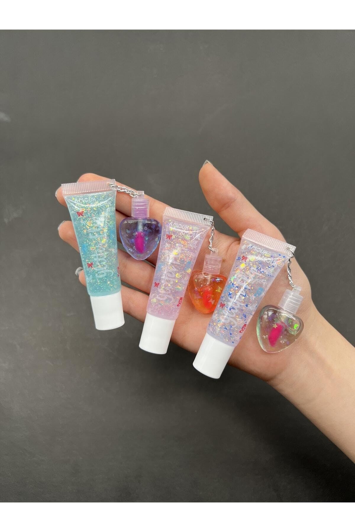 Hb Tasarım 3'Lü Lip Gloss Mini Kalpli Lipgloss A Serisi, serashnehb16