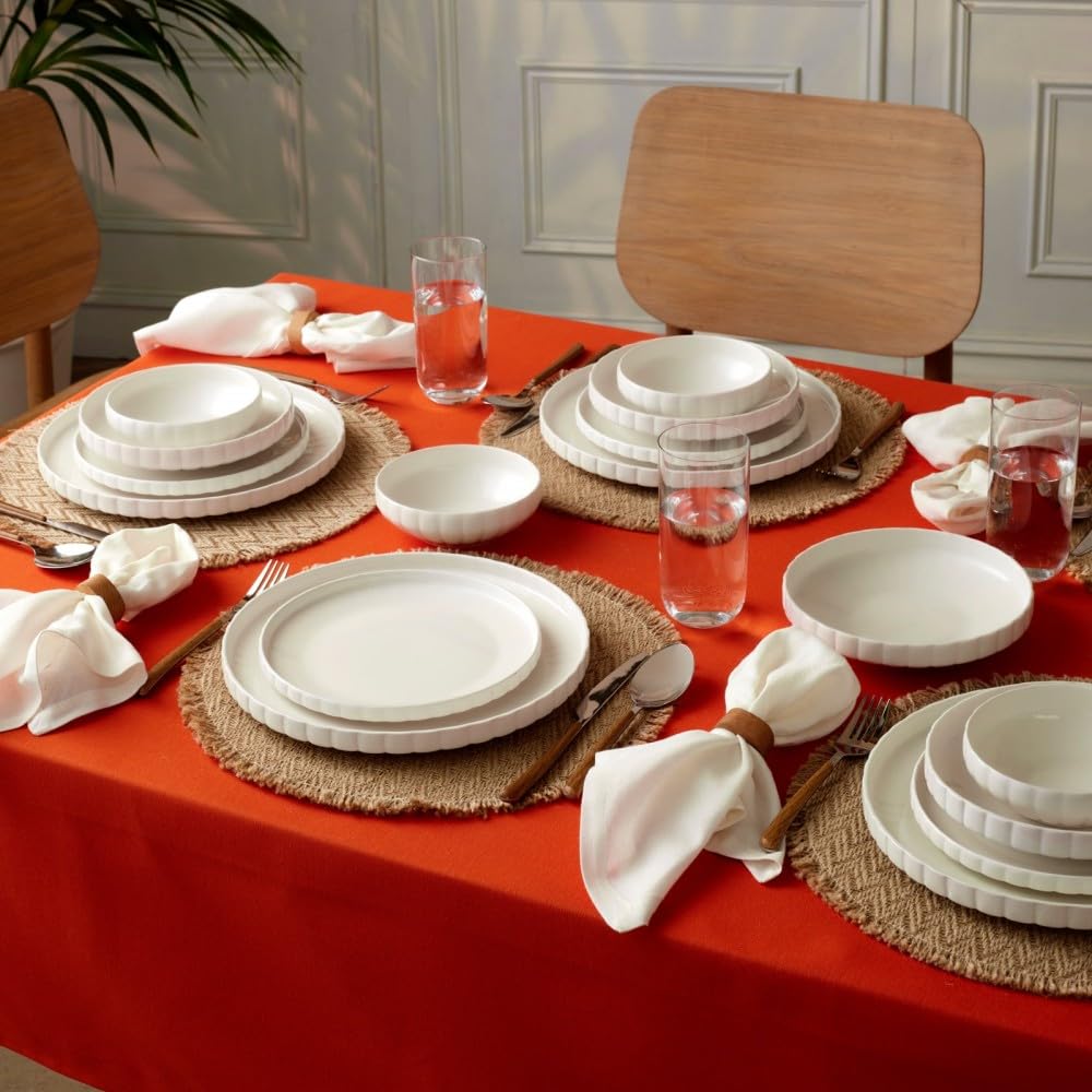 Karaca Stream Bone China Pumpkin 24-Piece Dinner Set for 6 People