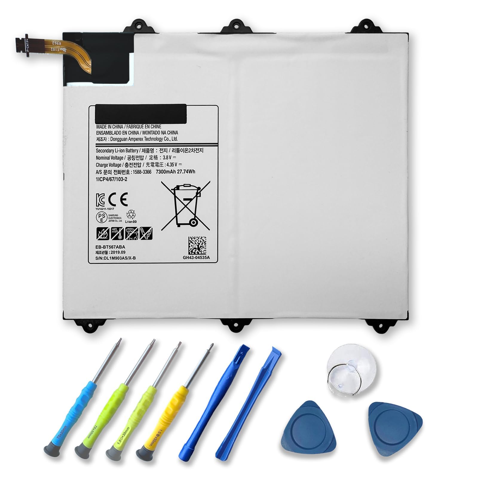 EB-BT567ABA Laptop Battery for Samsung Galaxy Tab E 9.6 XLTE SM-T567 SM-T567V T560 SM-T560NU EB-BT567ABA GH43-04535A Series Notebook 3.8V 7300mAh 27.74Wh with Tools
