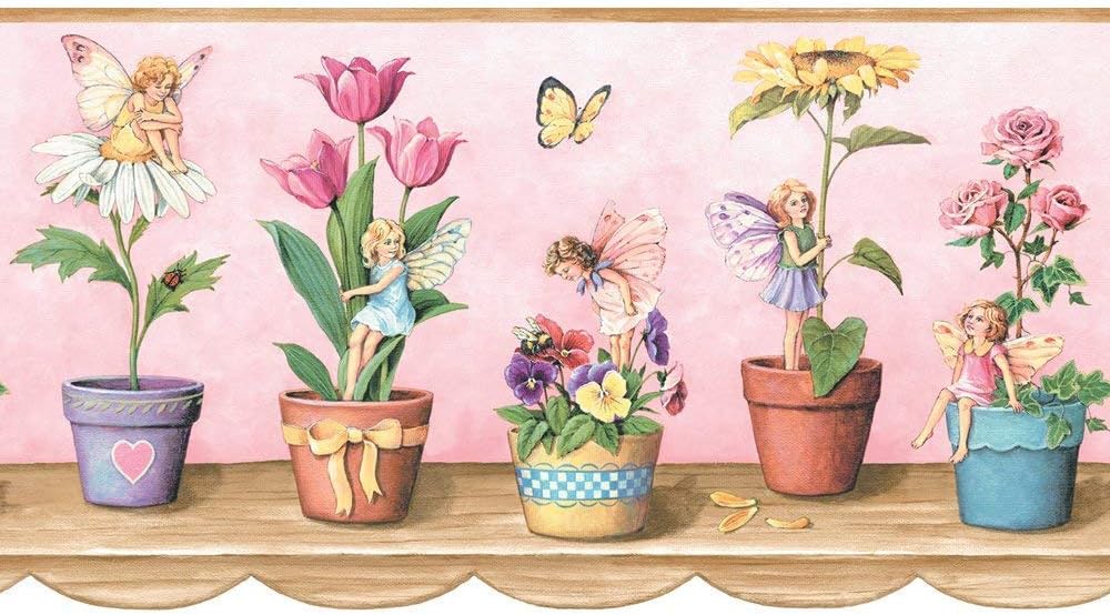 Crewcut Pink Fairies Wallpaper Border Flowers Butterflies JM015131B