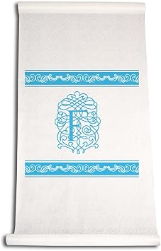 Ivy Lane Design 90-Feet by 36-Inch Aisle Runner, Fancy Font Letter F, White with Blue