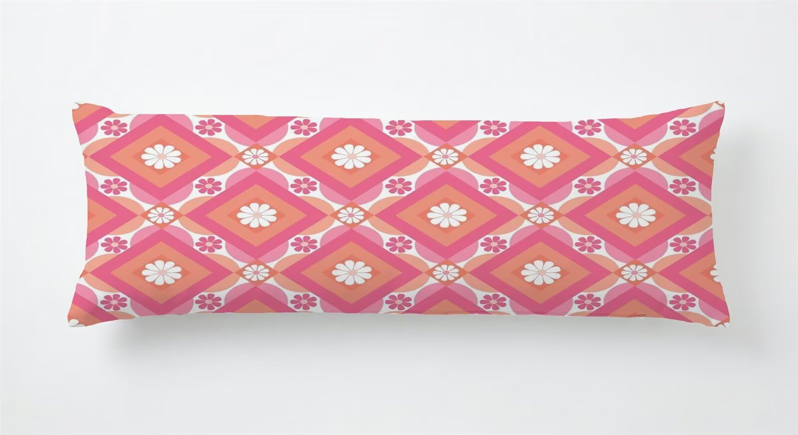 Taie d'oreiller 50x135 rose housse traversin velours motif moderne lit