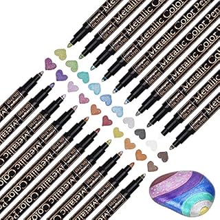 Premium Metallic Marker Pens, Willingood Set of 20 Assorted Colors Paint Pen for Scrapbooking Crafts, DIY Photo Album, Art Rock Painting, Card Making, Metal and Ceramics, Glass - Medium Bullet Tip