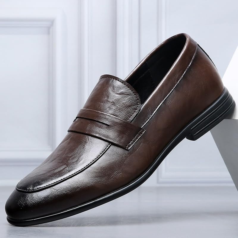 Men's Slip-On Oxford Shoes Modern Classic Casual Derby Faux Patent Leather Formal Dress Comfortable Loafers3