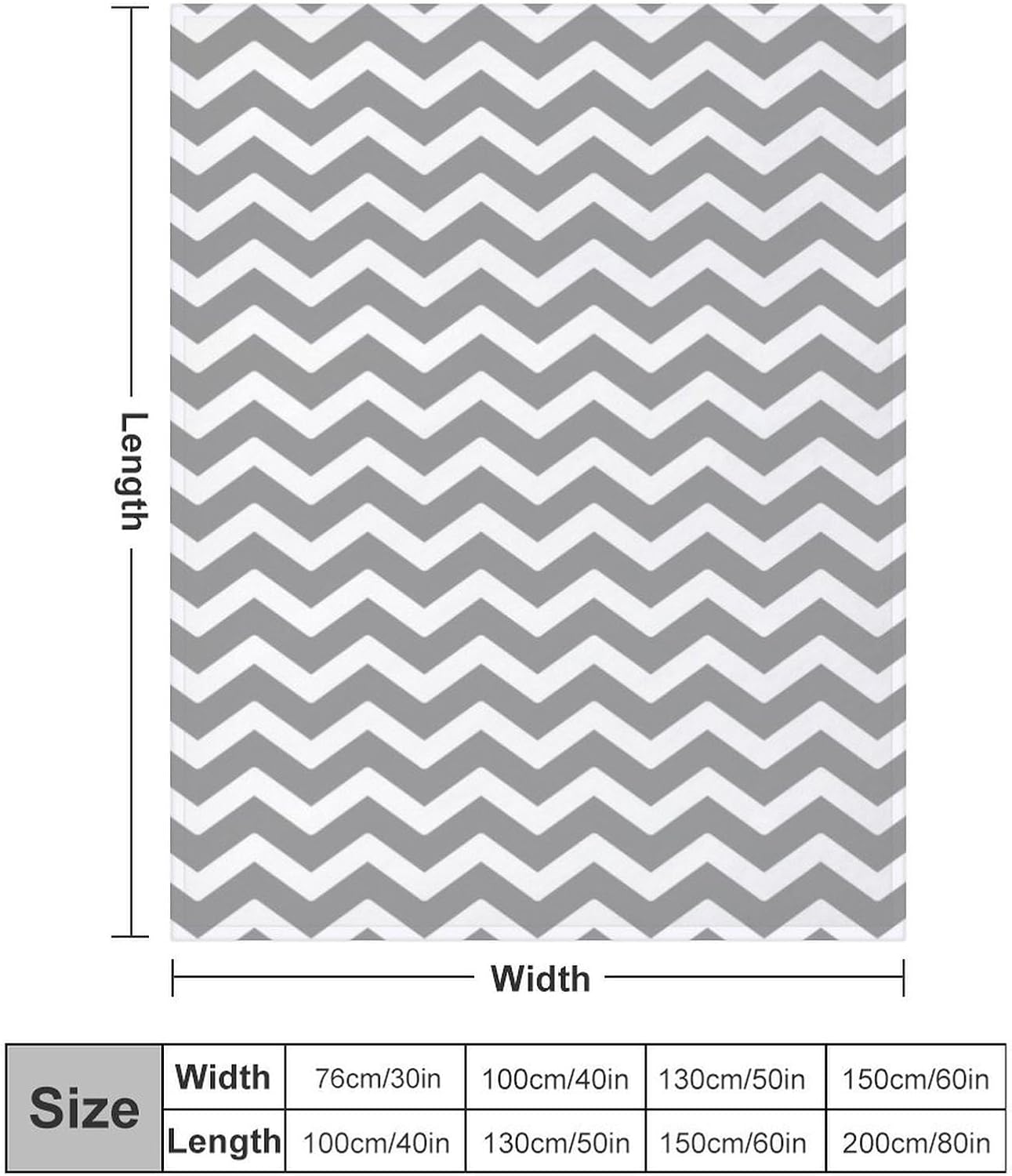 Plush Throw Blanket, Gray White Chevron Pattern Throws for Couch Sofa Bed Warm Blankets Lightweight Decorative Farmhouse 60" X 80"