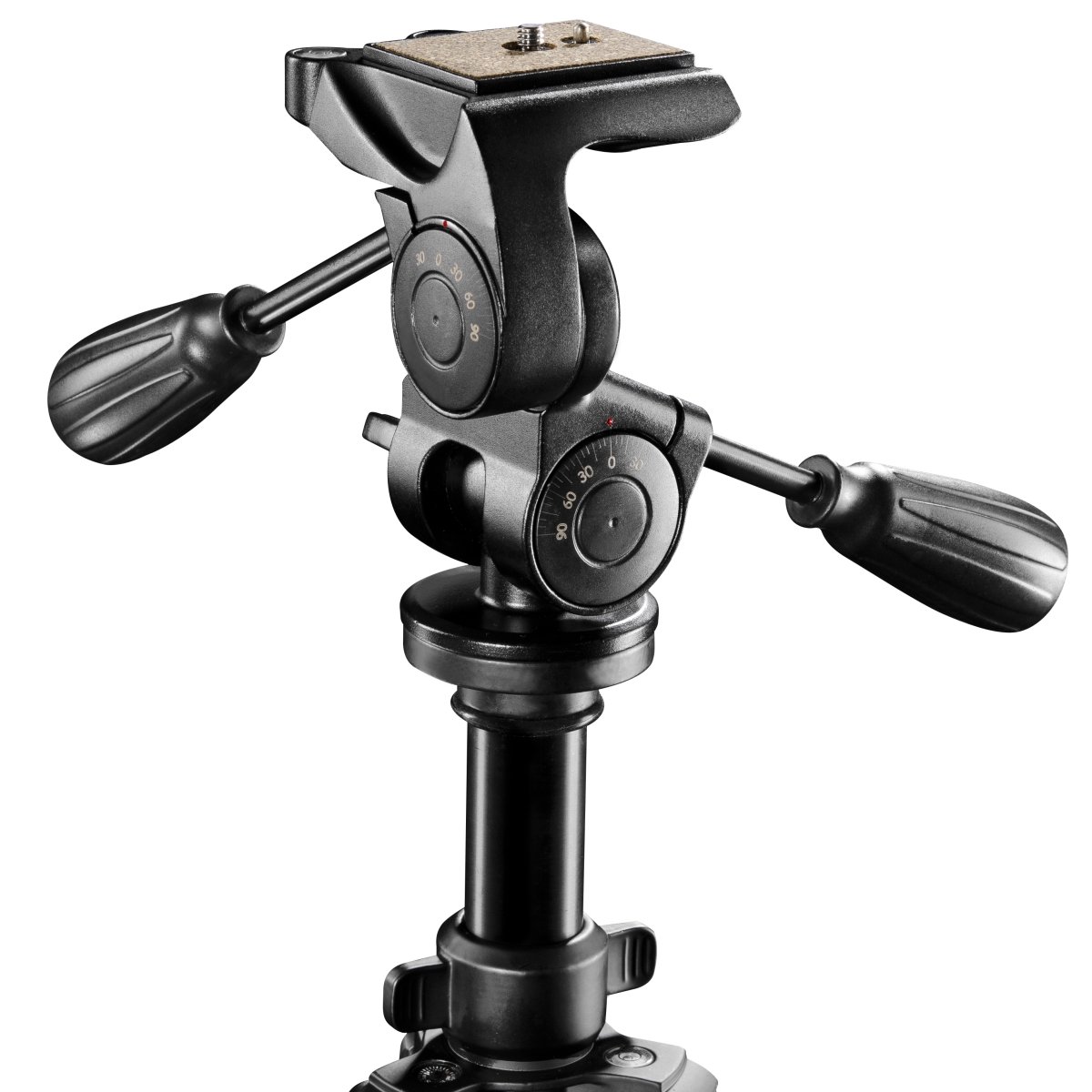 Walimex pro FT-665T Stativ bis 12 kg, Kamerastativ mit 3D-Neiger, Dreibeinstativ bis 185 cm ausziehbar, Fotostativ mit Libelle, Kompass, Schaumstoffgriffe