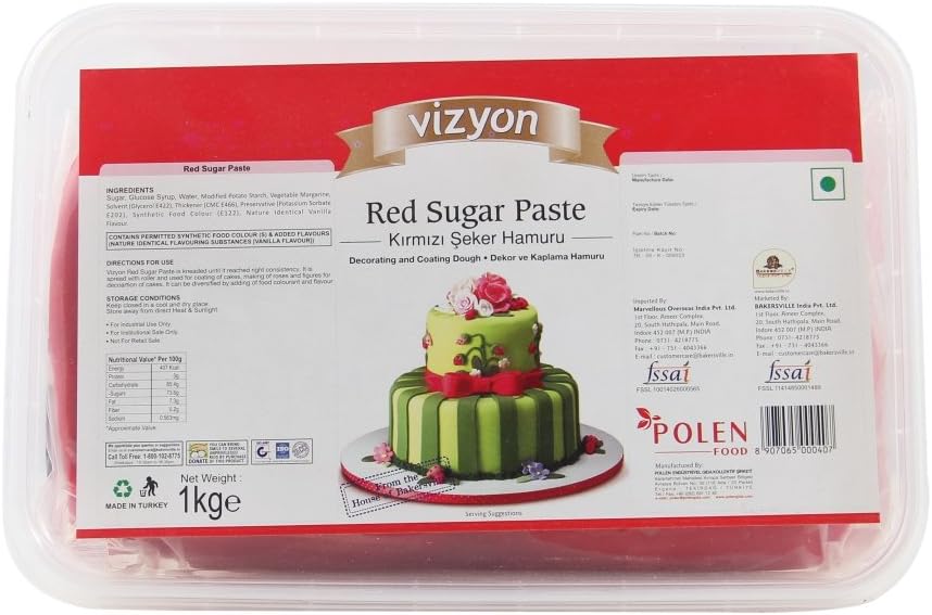 Vizyon Sugar Paste (Fondant) - Red 1 kg, 1000 g