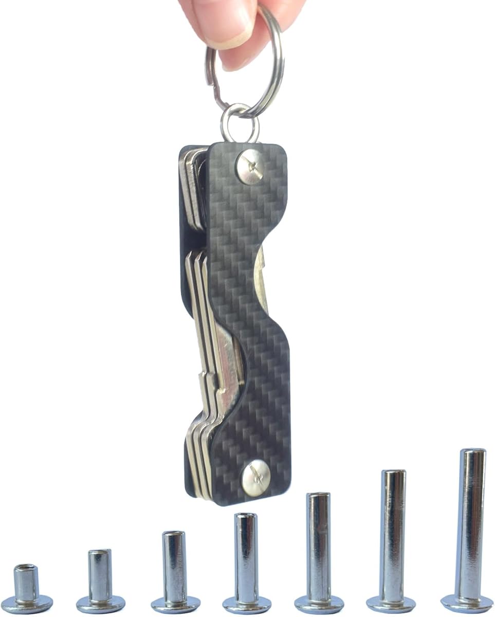 Leeuoe Carbon Fiber Compact Key Holder,Pocket key Chain Organizer(4-14 Keys)