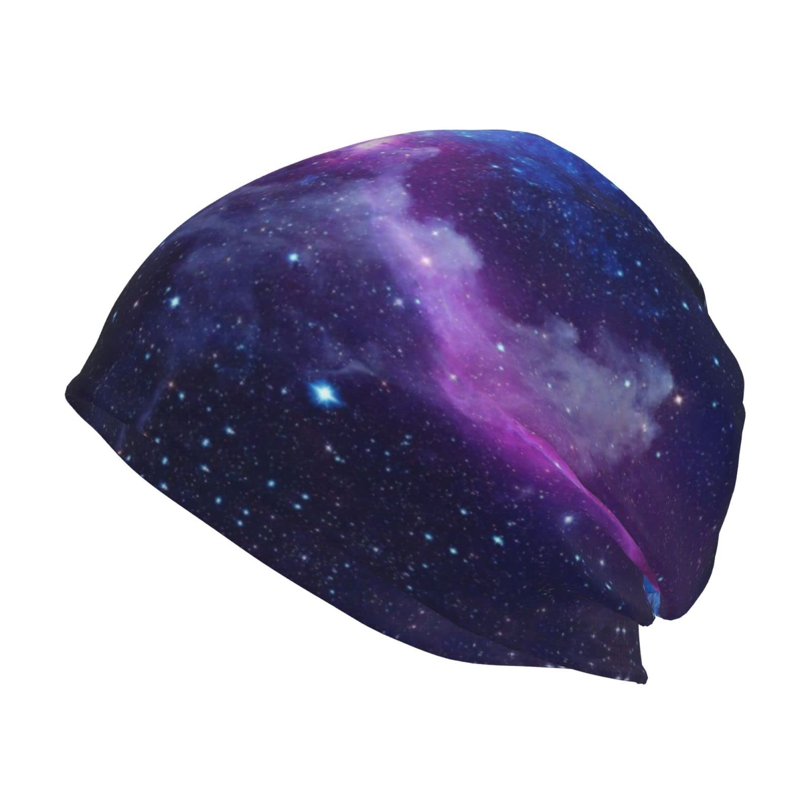 Gelxicu Galaxy Slouchy Beanie Cap Knit Hat Universe Beanie Winter Hats Star Skull Cap Slouchy Elastic Hat Headwraps
