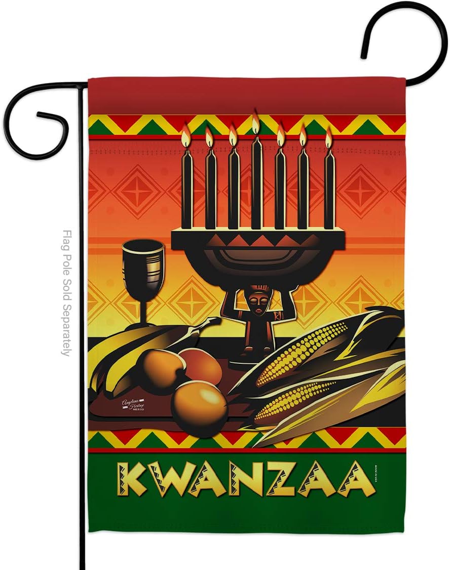 Celebrate Kwanzaa Burlap Burlap Garden Flag Black History Kinara Candles Celebrates African Americans Heritage Small Decorative Gift Yard House Banner Double-Sided Made In USA 13 X 18.5