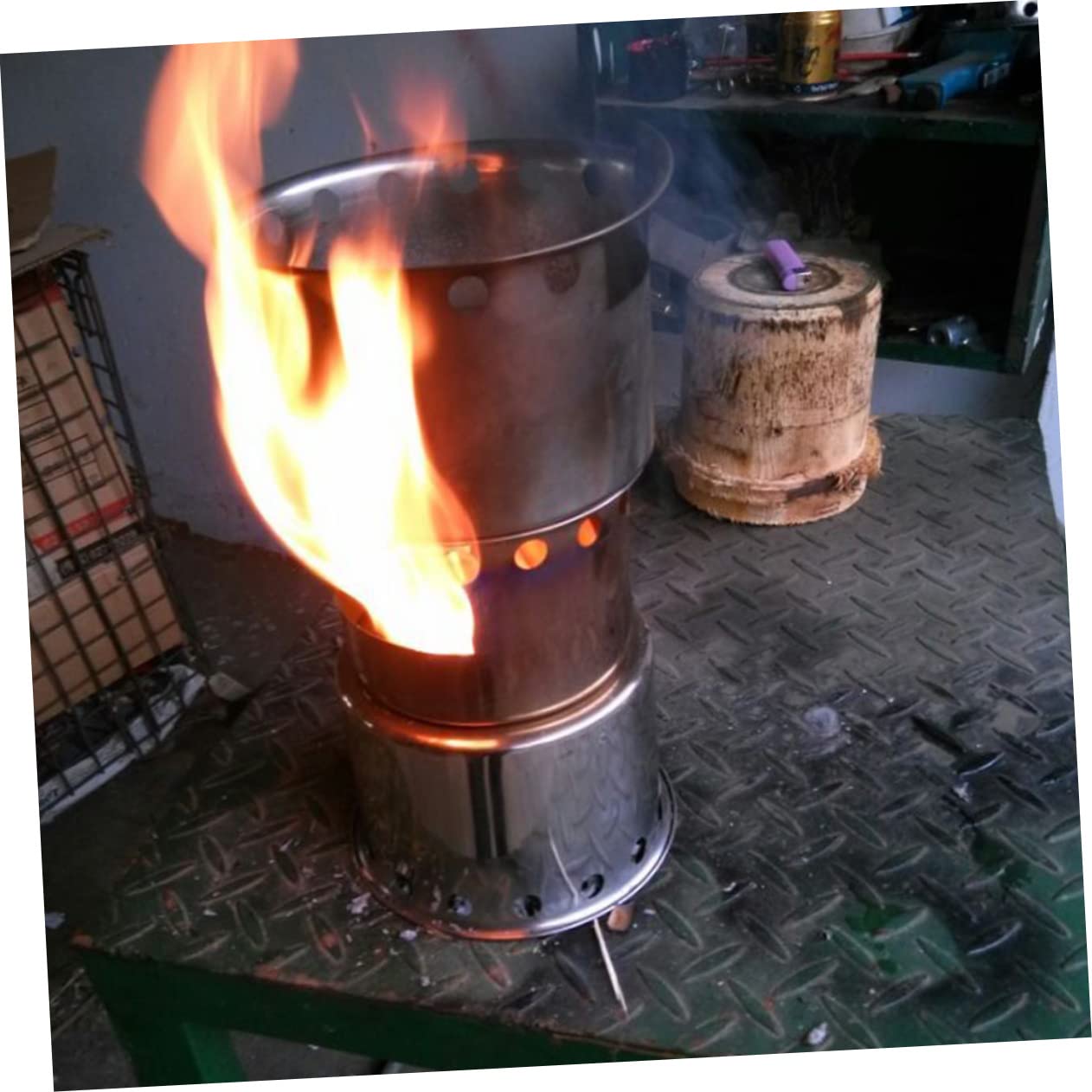 BESTonZON Estufa De Camping Gas Portátil Hornillo Eléctrico De Cocina Profesional Olla y Sartén Resistencia Al Viento Acero Inoxidable Ligera y Duradera Para Acampadas Picnic