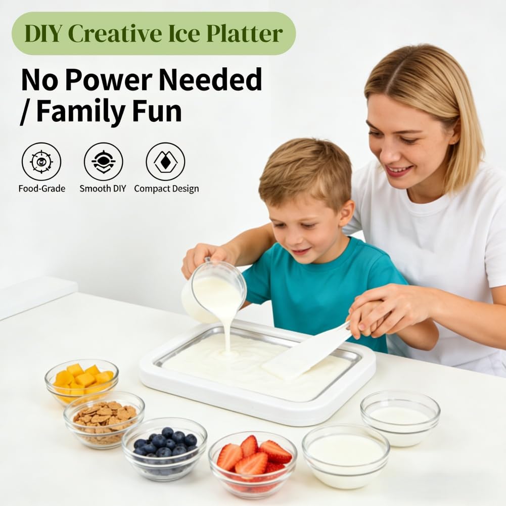 Eisplatte Eis Rolls,2pcs Eisplattes Eiss Rollss zum Eiss Machen DIY,Eisplattes zum Eiss Machen Eiscreme Roller Maker Pan,Gelato Rollmaschine für Kinder Familie,Ice Cream Rolls Maker Eisplattes