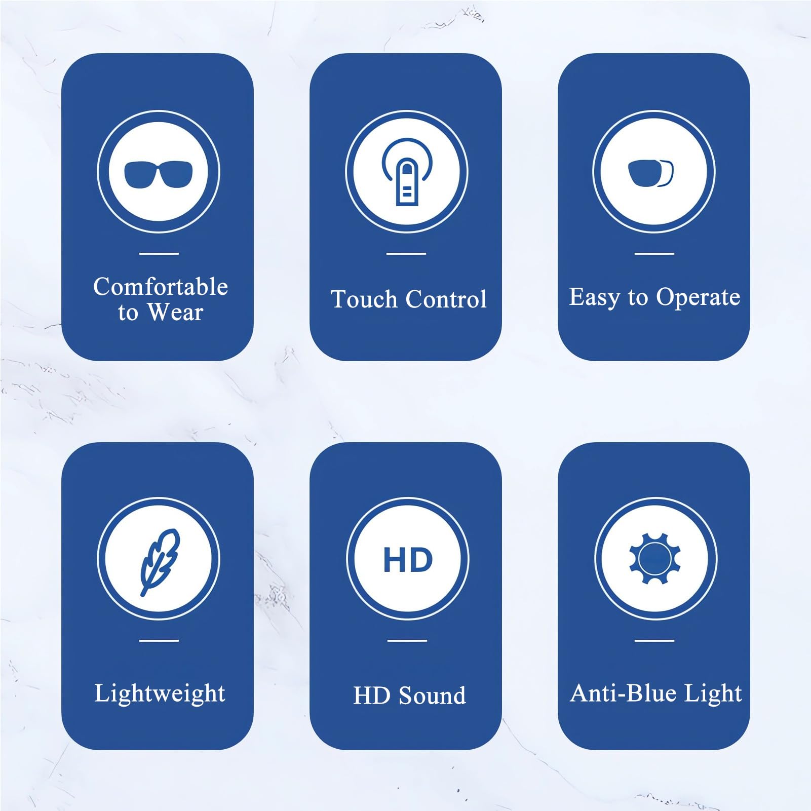 Smart Glasses Blue Light Glasses, Voice Control Touch Control Open Ear Style Smart Glasses with Mic, to Listen Music and Calls, Polarized Lens Glasses for Outdoor Cycling