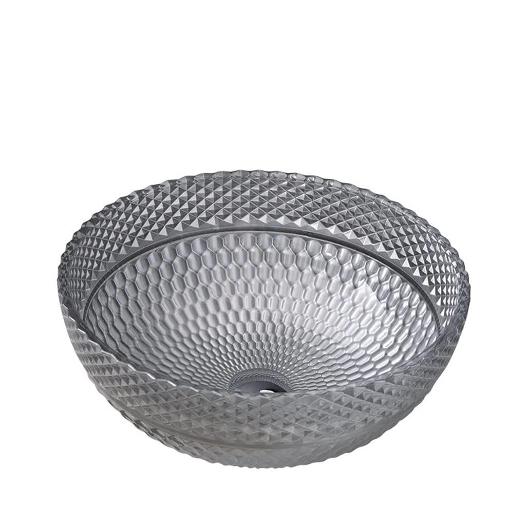 BGGJJ Sink Bathroom Bathroom Vessel Sink Hotel Art Countertop Sink Round Fashion Wash Basin Tempered Glass Wash Basin Bathroom Sink Countertop(C,Sink only)