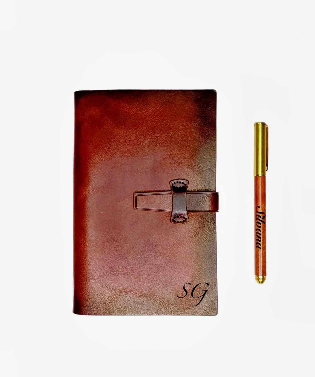 EMB Originals Diario/Agenda in vera pelle con penna in legno personalizzata (logo/disegno/testo), Regalo/ringraziamento per insegnanti, mamma, papà, colleghi, aziende, clienti... Made in Italy
