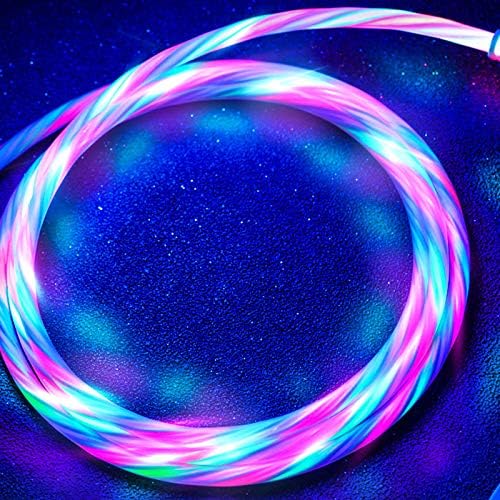 6FT USB C Cable,Color Changing LED Flowing Light Charging Data Cord for Samsung Galaxy S10 S9 Note 9 8 S8 Plus,LG V30 V20 G6 G5,Google Pixel,OnePlus (Color Change Light-Type C)
