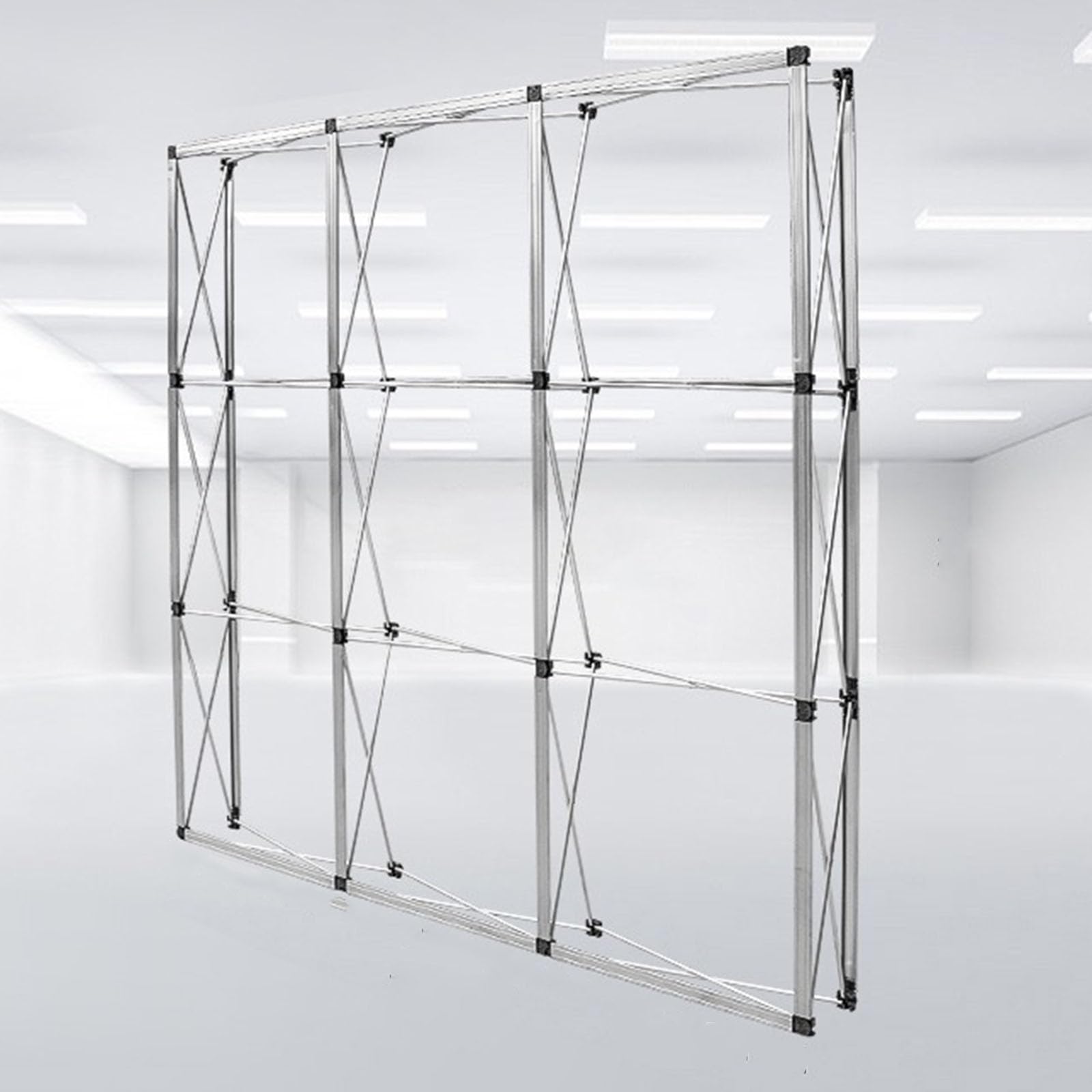 KJZQXYX Display Stand Tension Backdrop Booth Frame, Folding Aluminum Trade Show Exhibition Banner Stand, for Events and Conferences ( 3*3 grid)