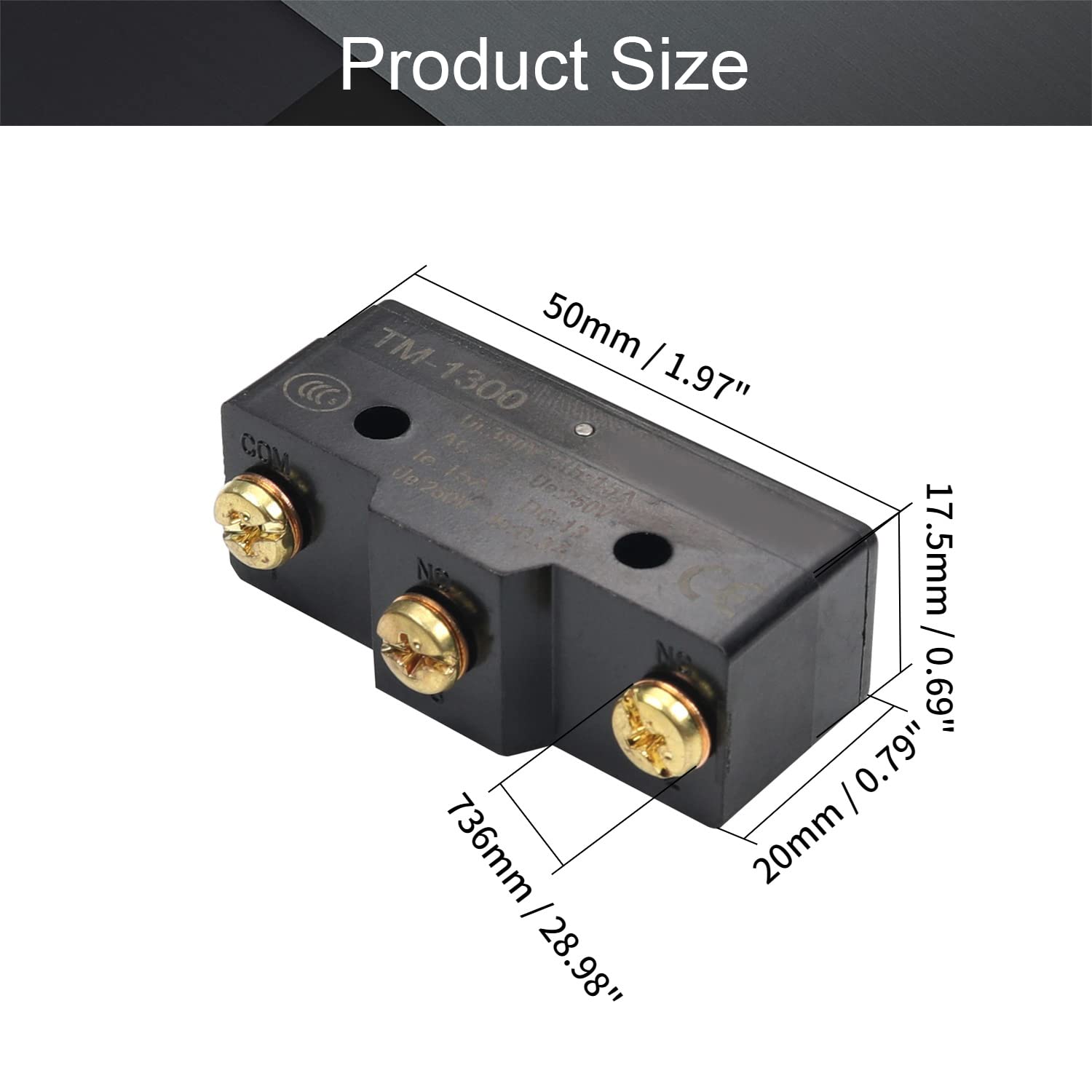 Produktbild von XYWHPGV 2 Stück Mikro-Endschalter TM-1704 – SPDT 1NO 1NC, Schraubklemmen, Rollenhebel, IP62 (15A, 380V)