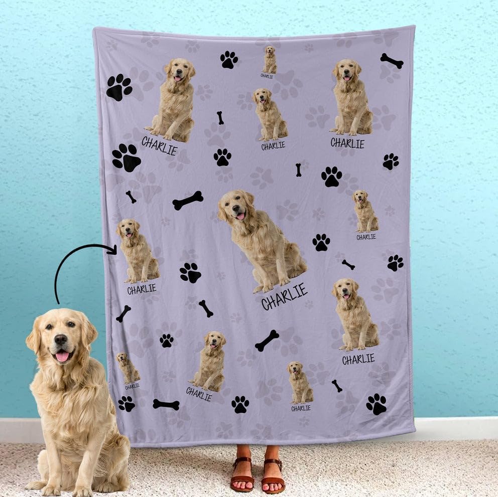 review Upload Your Photo Blanket for Dog, Cat, Custom Photo Pet, Personalized Dog Blanket, Dog Cat Blanket, Photo Blanket (A0)
