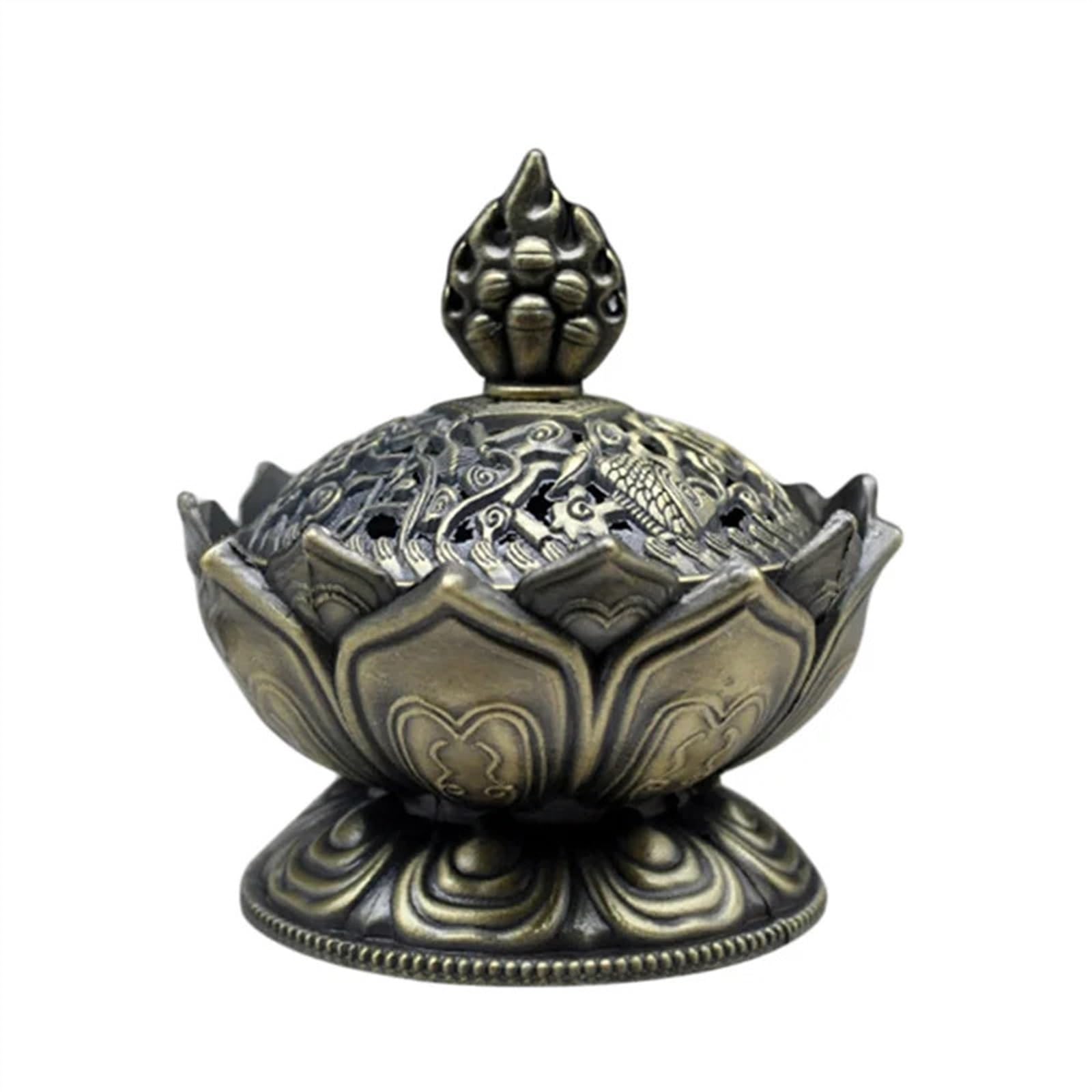 Incense Holder Lotus Flower Incense Burner Buddhism Buddha Holder Brass Mini Sandalwood Censer Metal Craft Home Decoration Teahouse