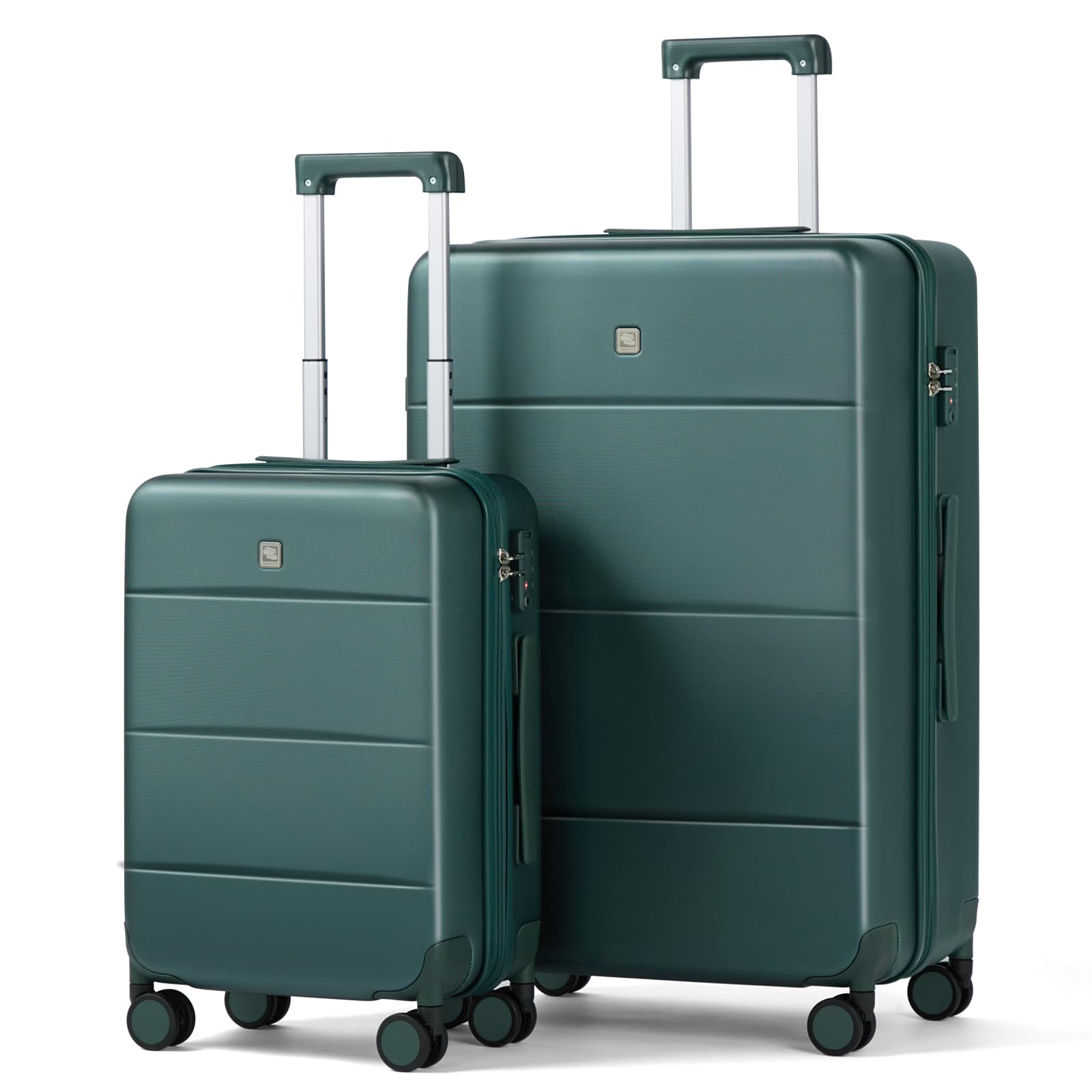 hanke luggage sets 2 piece with spinner wheels, 20/28 inch hard shell suitcases set tsa approved luggage travel rolling large luggage(blackish green)
