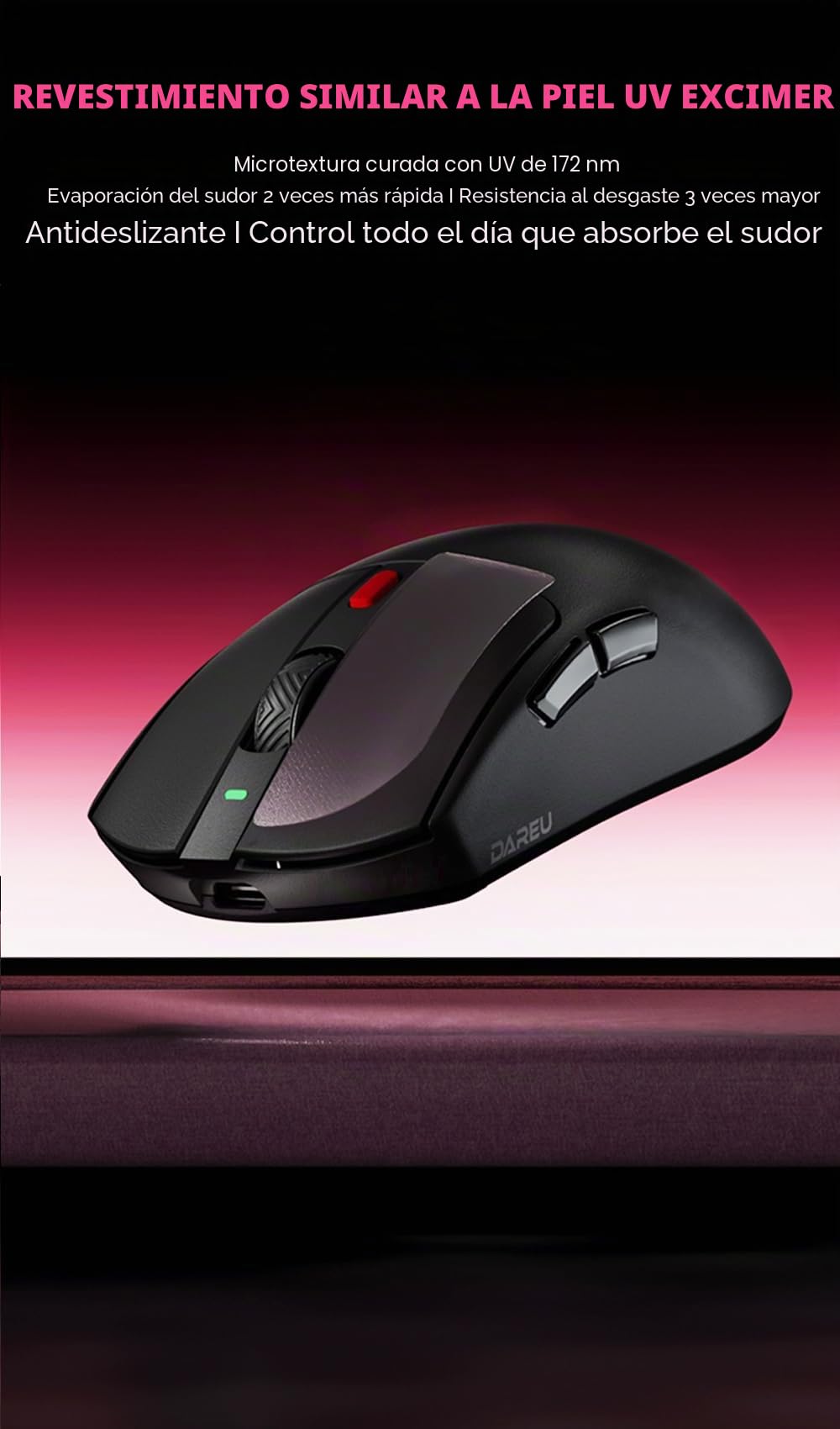 DAREU AE6 Pro - Ratón inalámbrico para juegos, sensor personalizado PAW3950 30K, sondeo dual 8K inalámbrico/con cable, peso ligero, base de carga de pantalla, revestimiento excímero, conexión de 3
