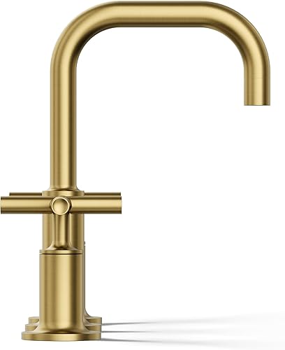 Miniatura 85 de Kohler K-14410-4-BGD Purist - Grifo para lavabo de baño con manijas de palanca baja y boquilla baja, 14406-4-BL Negro mate,Oro rosa vibrante.,Bronce