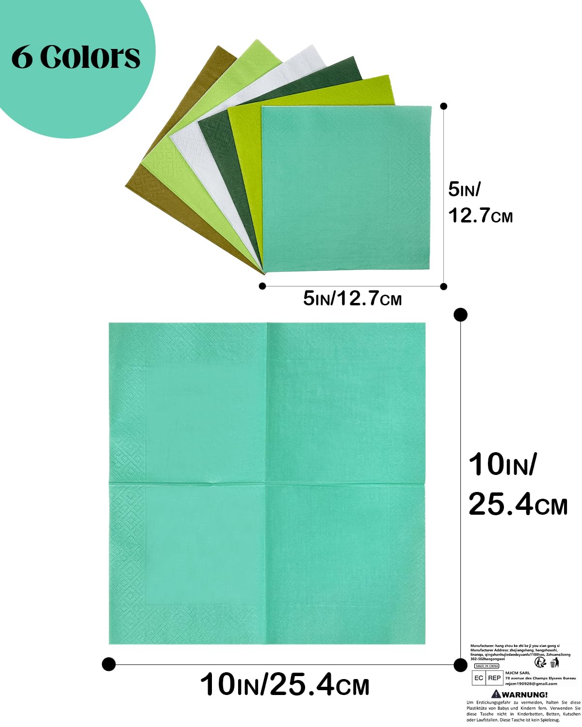 120 Serviettes Cocktail 12,7x12,7cm - 24 Couleurs - Jetables Pour Fête, Mariage, Anniversaire - Pratique Et Hygénique