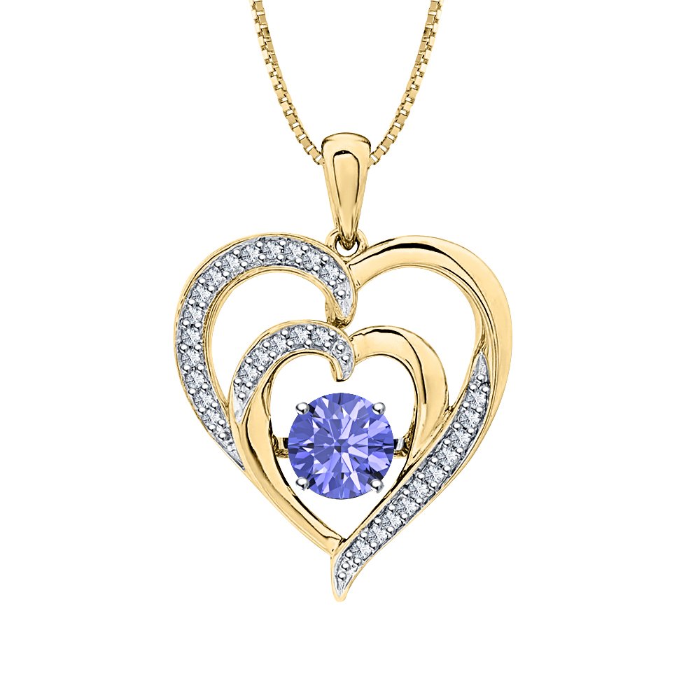 Rudra Fashion JewelleryFor Women's & Girls Valentines Day Love Gift Colors in Rhythm Pendant Necklace Lab-Created Tanzanite 14K Yellow Gold Plated