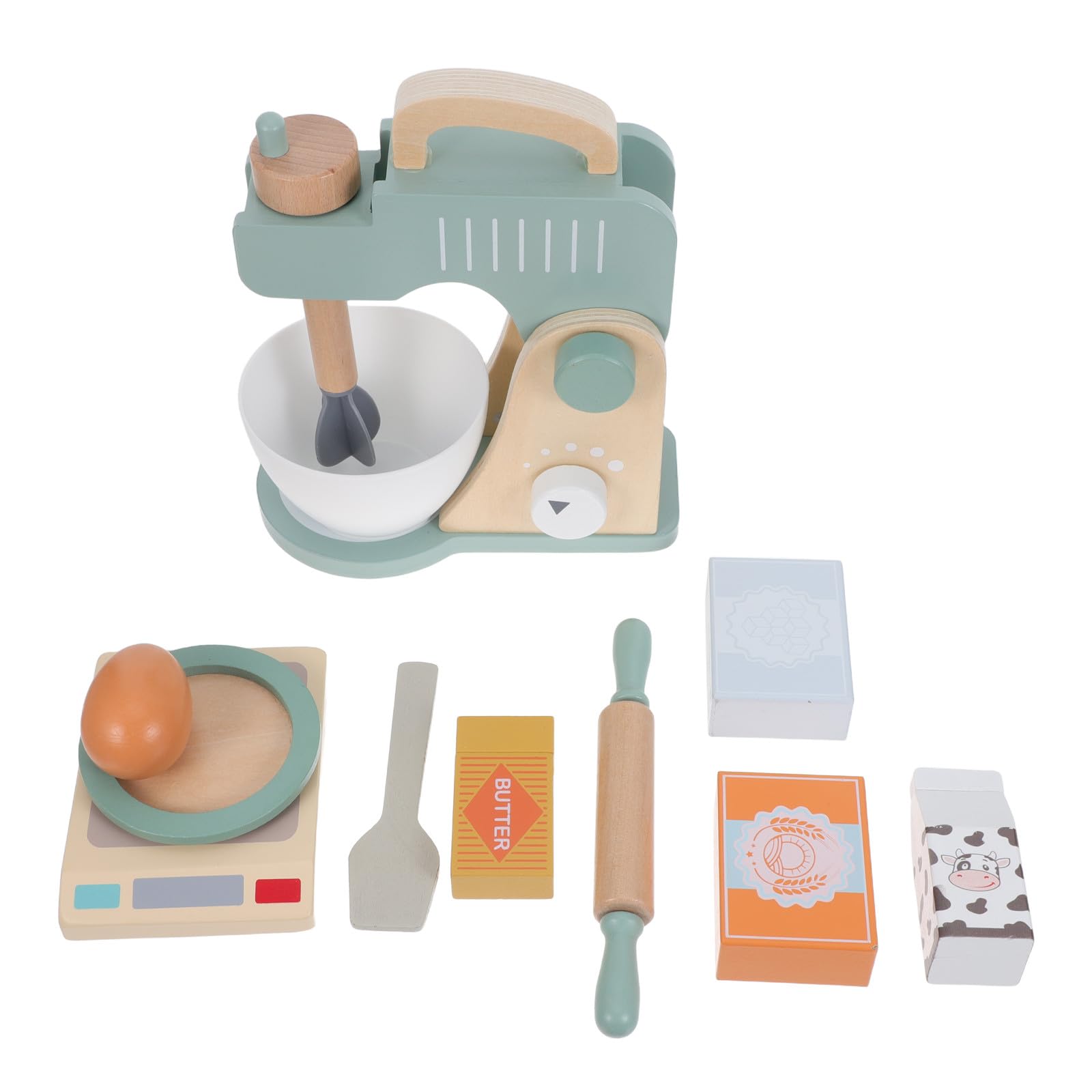 UPKOCH Set da Cucina Giocattolo in Legno Mixer Manuale a Manovella Sicuro e Accessori di Ruolo Creativo per Bambini da Immaginativo in Gruppo