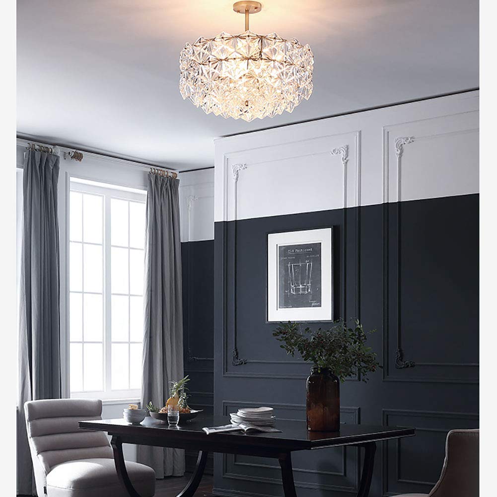 Lampadario di Cristallo Semplice e Lussuoso, lampadario a Sospensione in Ottone Spazzolato, 8 luci, Illuminazione da soffitto per Camera da Letto, corridoio, Bar, Soggiorno - Rame