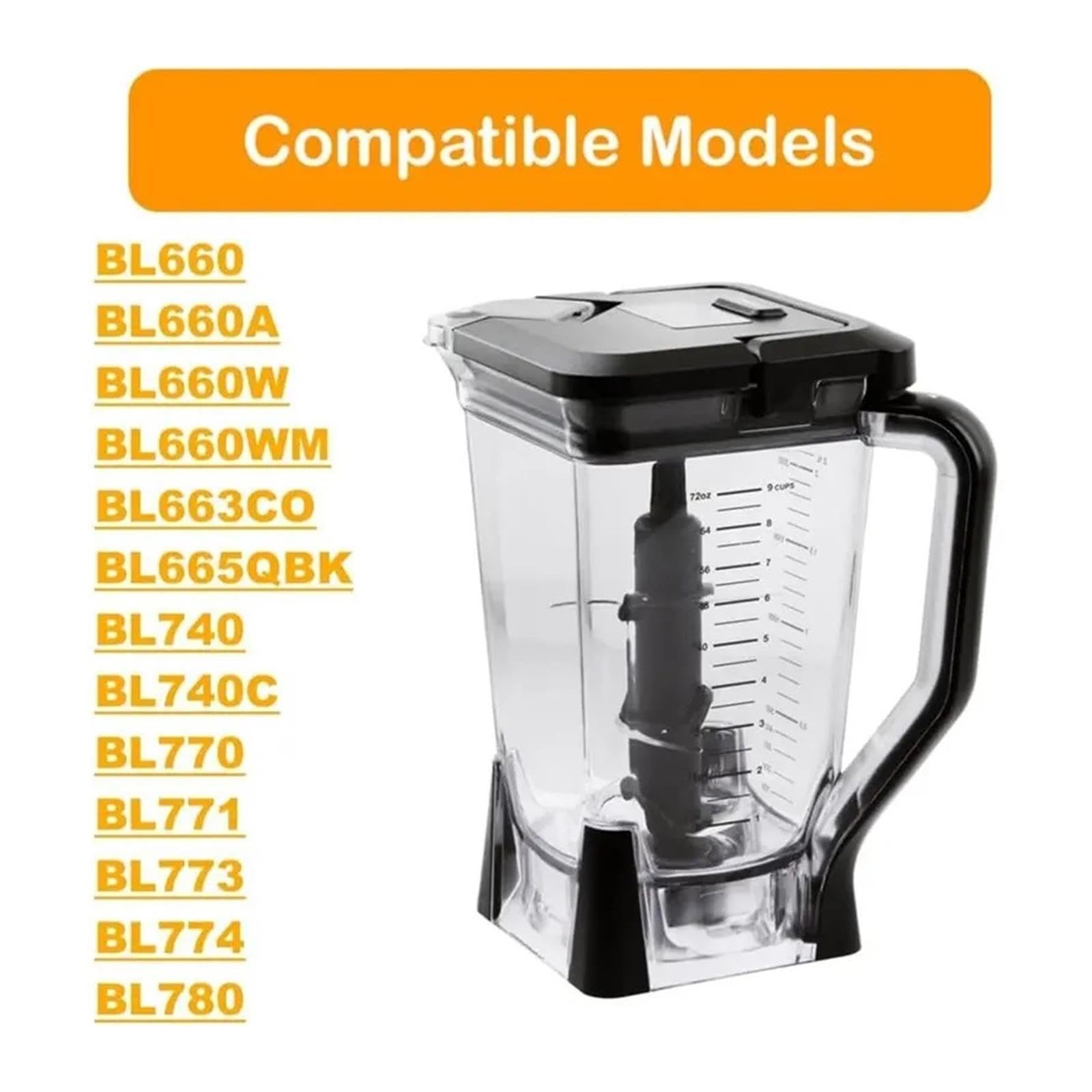 Genérico Jarra de licuadora XL de 72 oz con Tapa Compatible con Ninja BL660