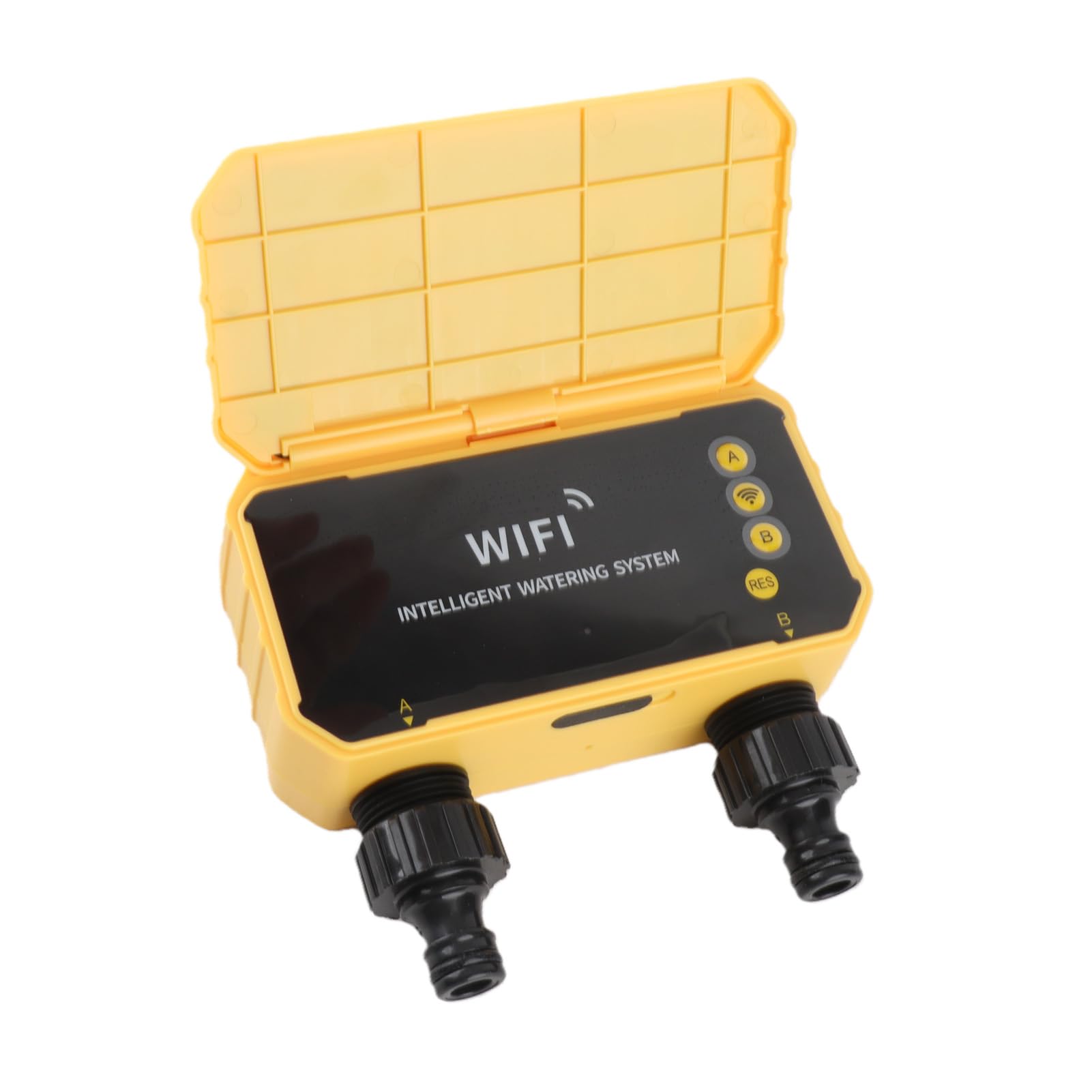Temporizador de Riego WiFi con Sensor de Lluvia, de Riego Automático de 2 Salidas para Jardín, Balcón y Sistemas de Aspersores por Goteo, Energía Solar con Control de Aplicación y Modo Manual,