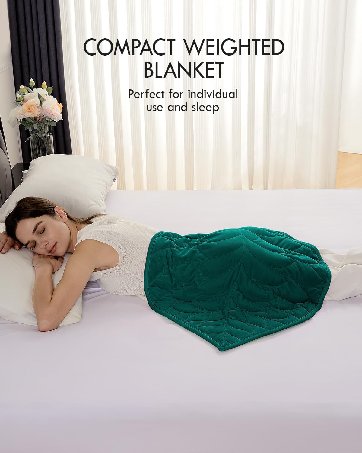 Sivio Kleine Gewichtsdecke 5 lbs (2.3 kg) 58x74 cm Kristallsamt Entspannungsdecke Dunkelgrün