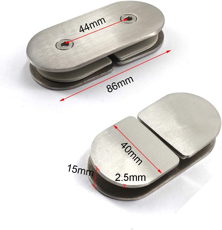 180 Degree Glass Clamp Bracket 8-12mm Double Side Stainless Steel Glass Shelf Clips Wall Mounted Glass Shelf Support Shelf Bracket (Pakc of 4)