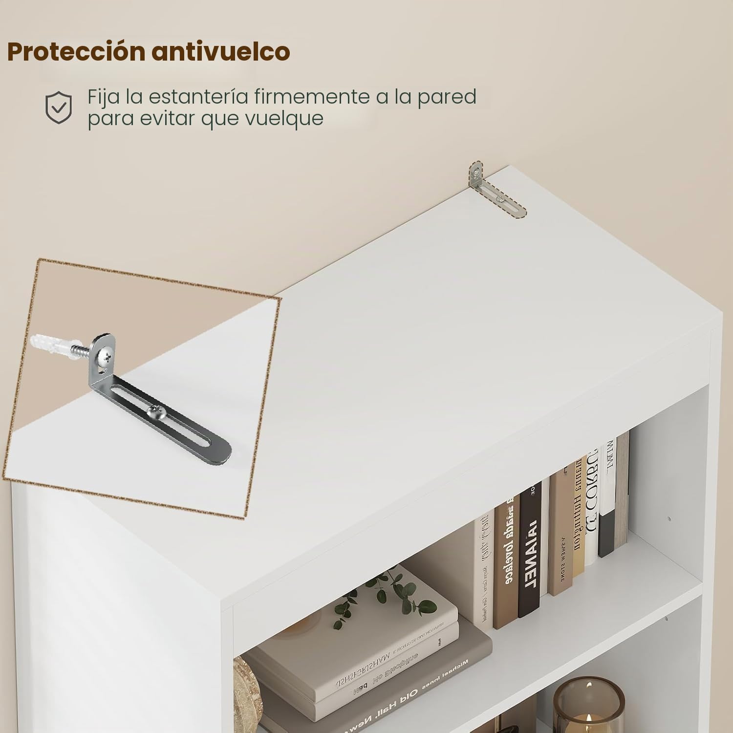 Estantería con Compartimento Abierto de Madera para Cocina Multiusos para Baño, Estantería Alta para Baño con Estantes Ajustables para Salón, Dormitorio