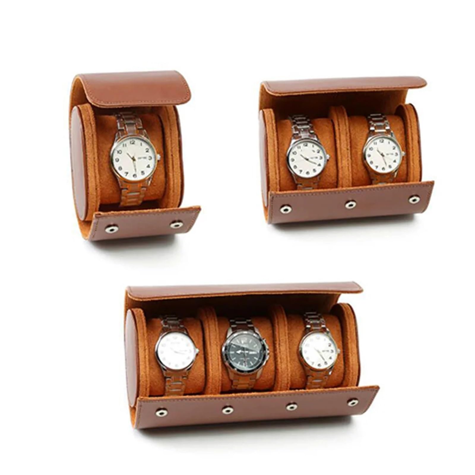 1/2/3-Slot Uhrenrolle Reiseetui Tragbare Vintage Leder Uhrenvitrine Aufbewahrungsbox Uhrenorganisatoren Herren zur Aufbewahrung von Uhren(1-Slot Brown)