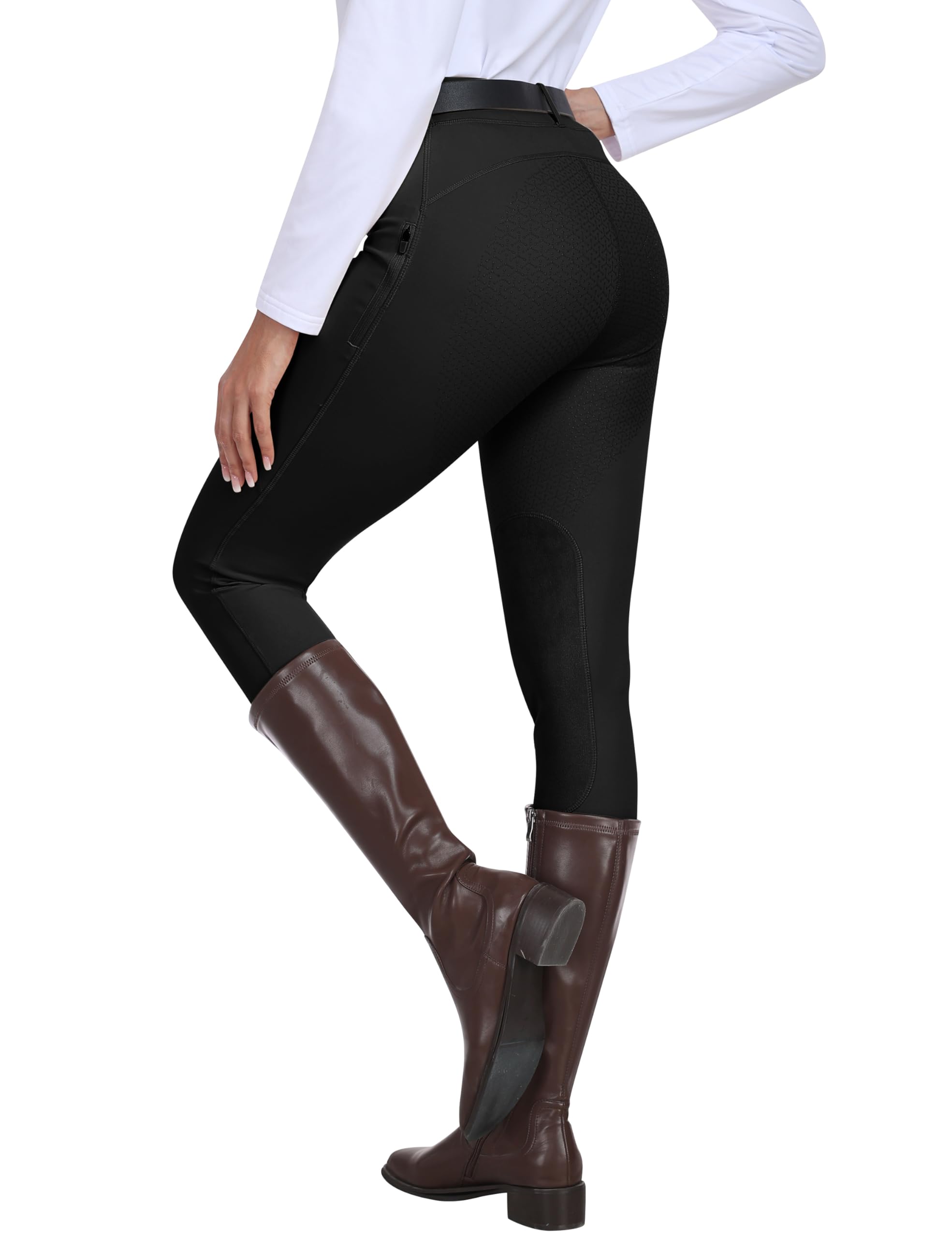 MoFiz Pantalon Mujer Riding Breeches Full Silicone Trim Stretch Zipper Pocket
