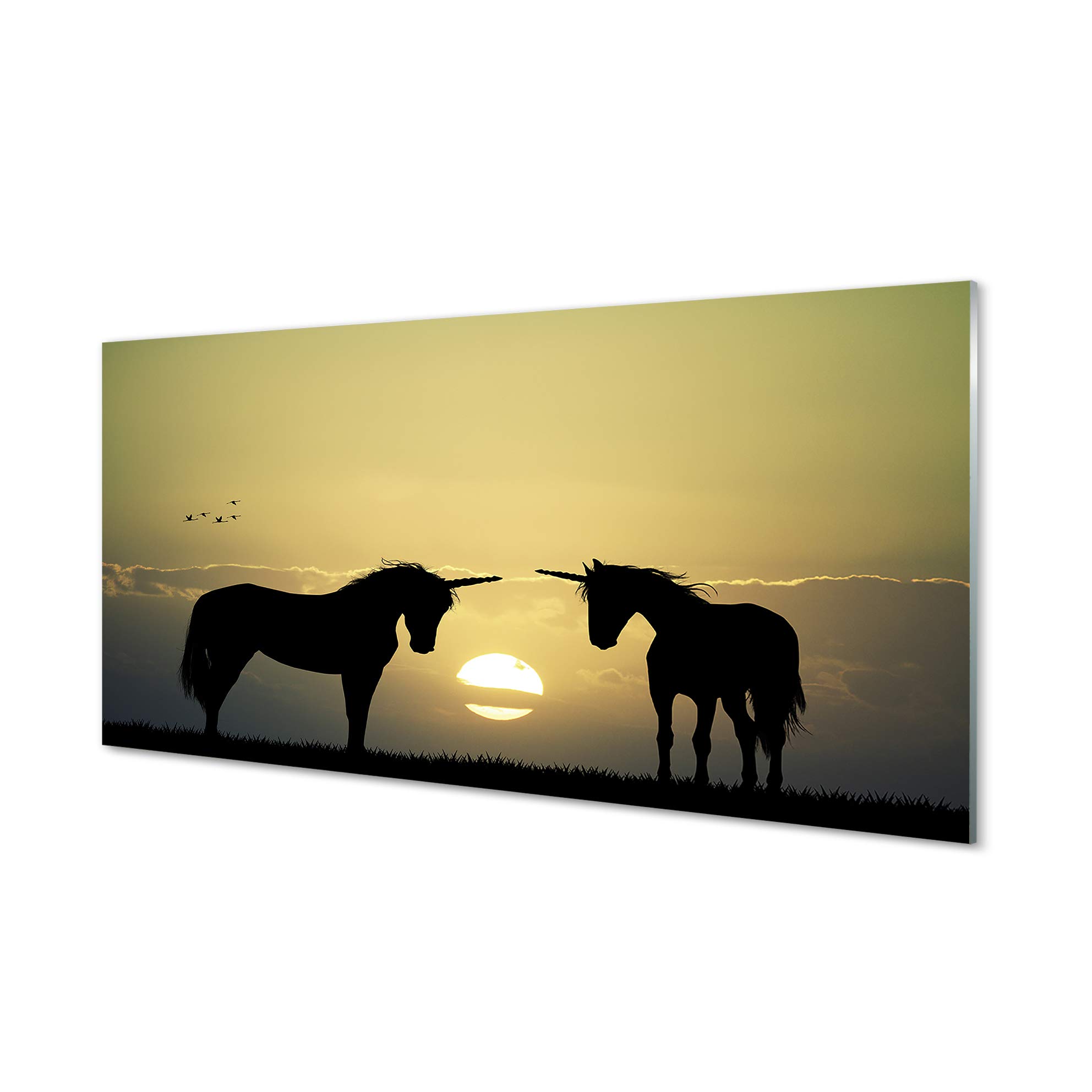 Crédence adhésive en verre trempé 100x50 cm Tulup motif licornes au coucher de soleil