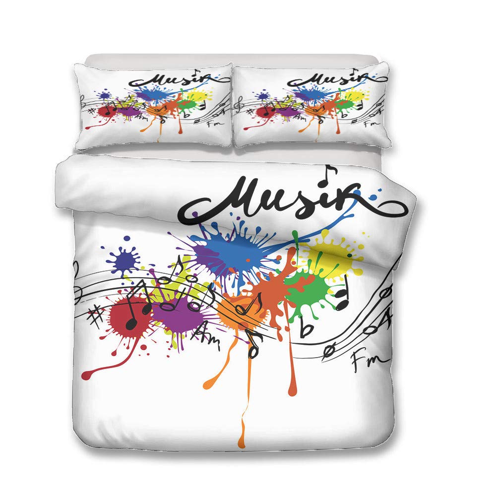 Housse de couette 200x200cm microfibre facile à laver motif musique