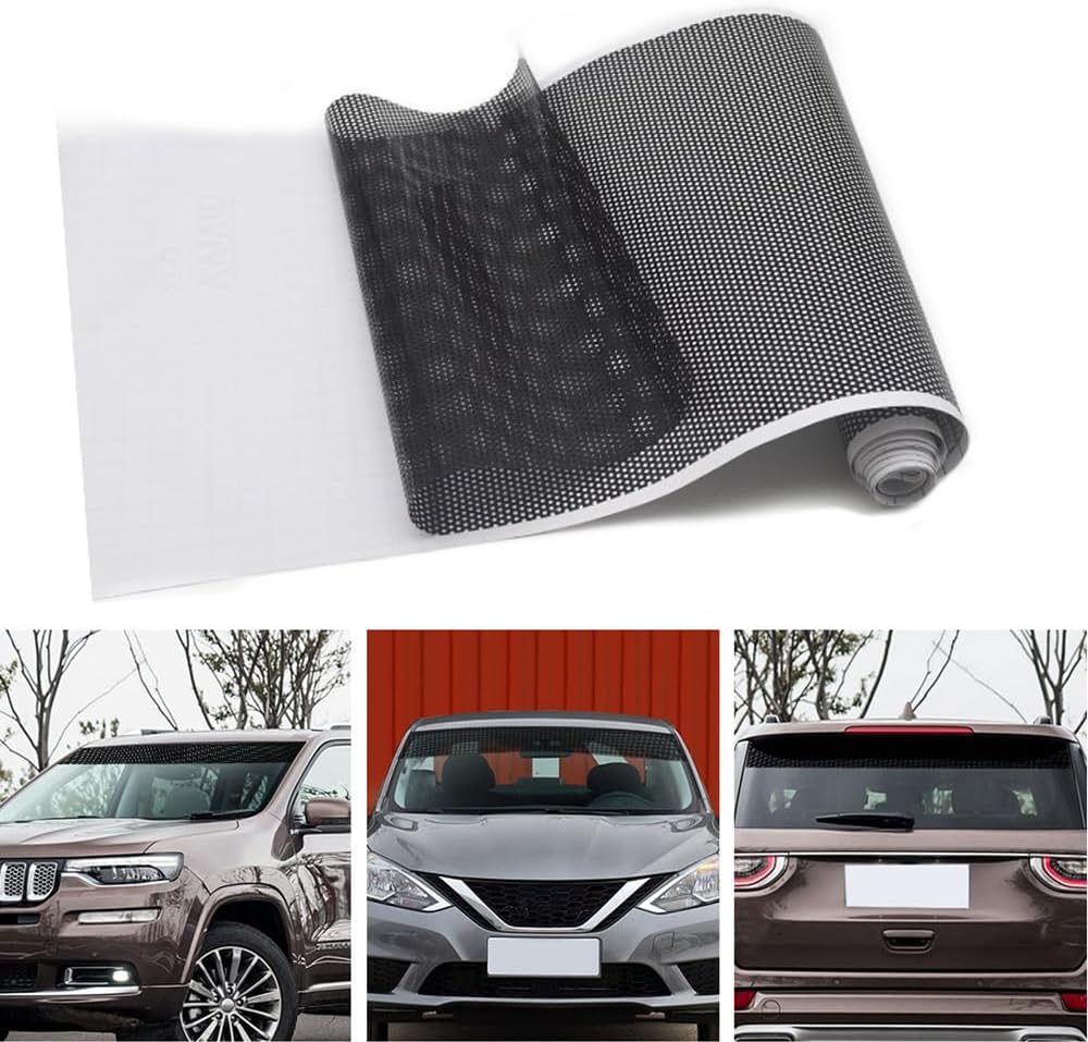 Universal Front Rear Windshield Window Banner Vinyl Decal Transparent Window Sticker Car Window Body Trunk Headlight Decoration Sticker Black