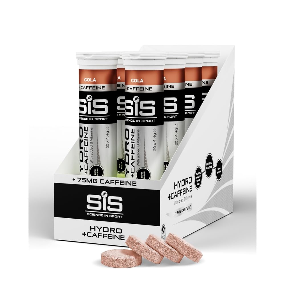 Science in Sport HYDRO Pastilles, Pastilles de caféine 160 pcs. Coca - Pastilles d’électrolytes, Vegan & sans gluten, 75mg de caféine, Pastilles effervescentes pour l’hydratation