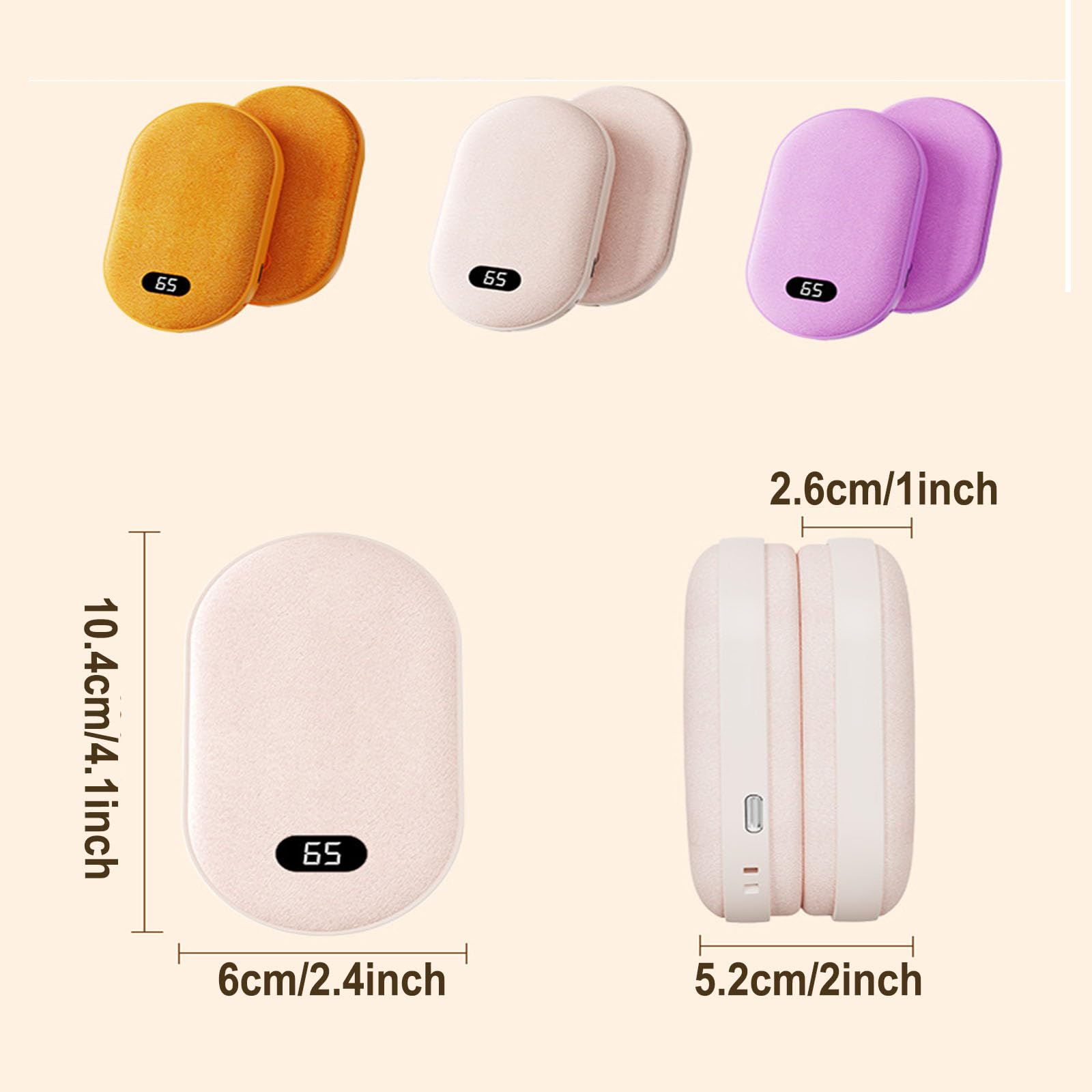 Scaldamani Elettrici, Ricaricabili, Split Magnetico, Portatile USB Elettrico, Power Bank, Tascabile per Campeggio, Caccia, Pendolarismo, Regalo UomoPurple,One Size