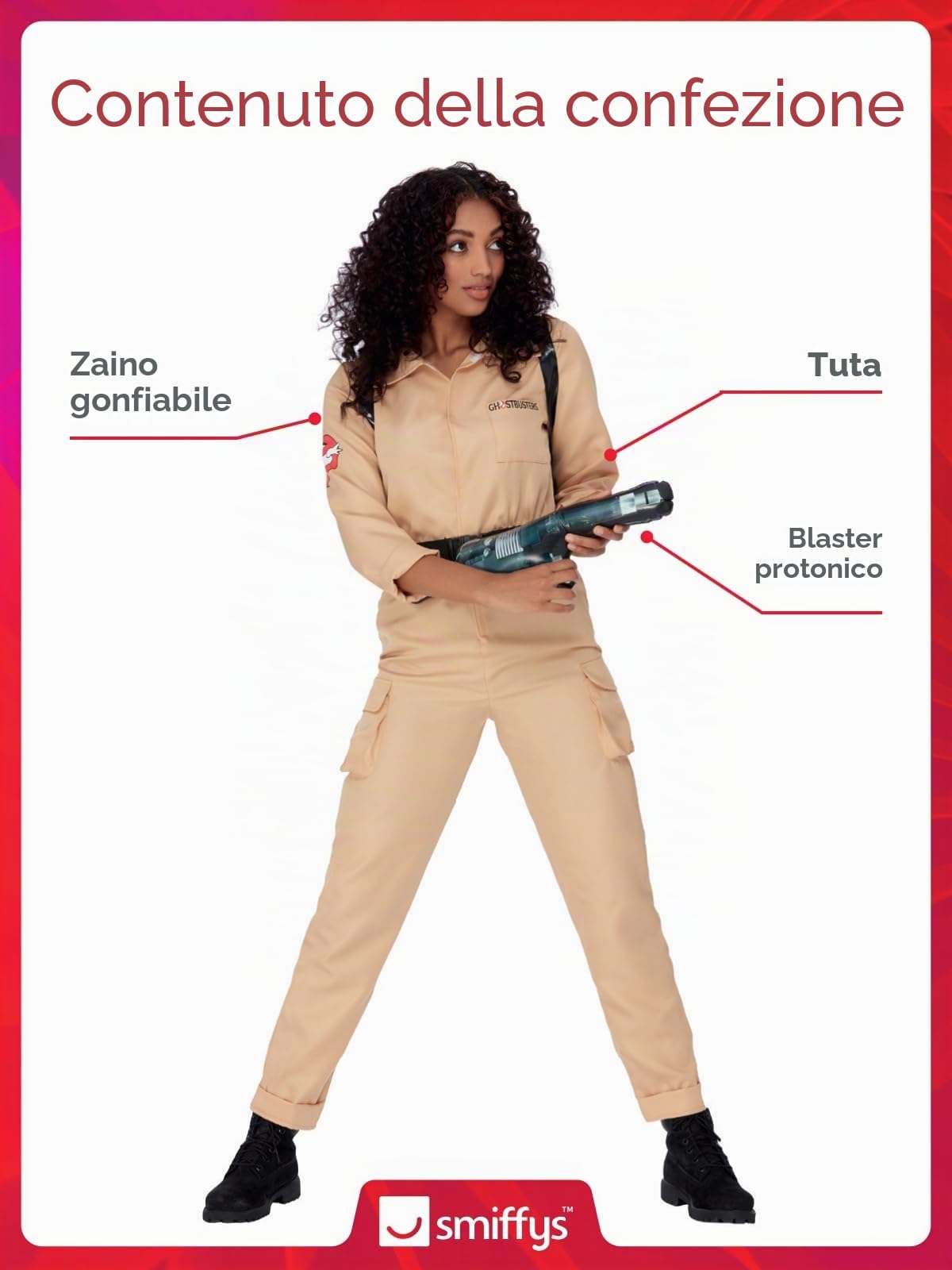 SMIFFYS Smiffys Officially Licensed Ghostbusters Ladies Costume Smiffy's, costume da donna con licenza ufficiale Ghostbusters Donna