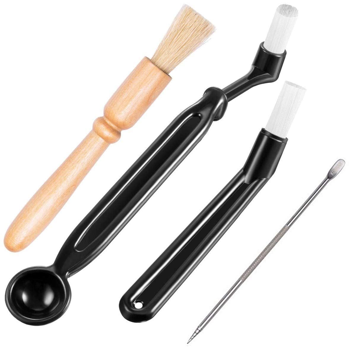 Coffee Machine Cleaning Brush, Nylon Espresso Machine Brush Coffee Cleaning Tool Set with Spoon for Espresso Machine Group Head, Pack of 4