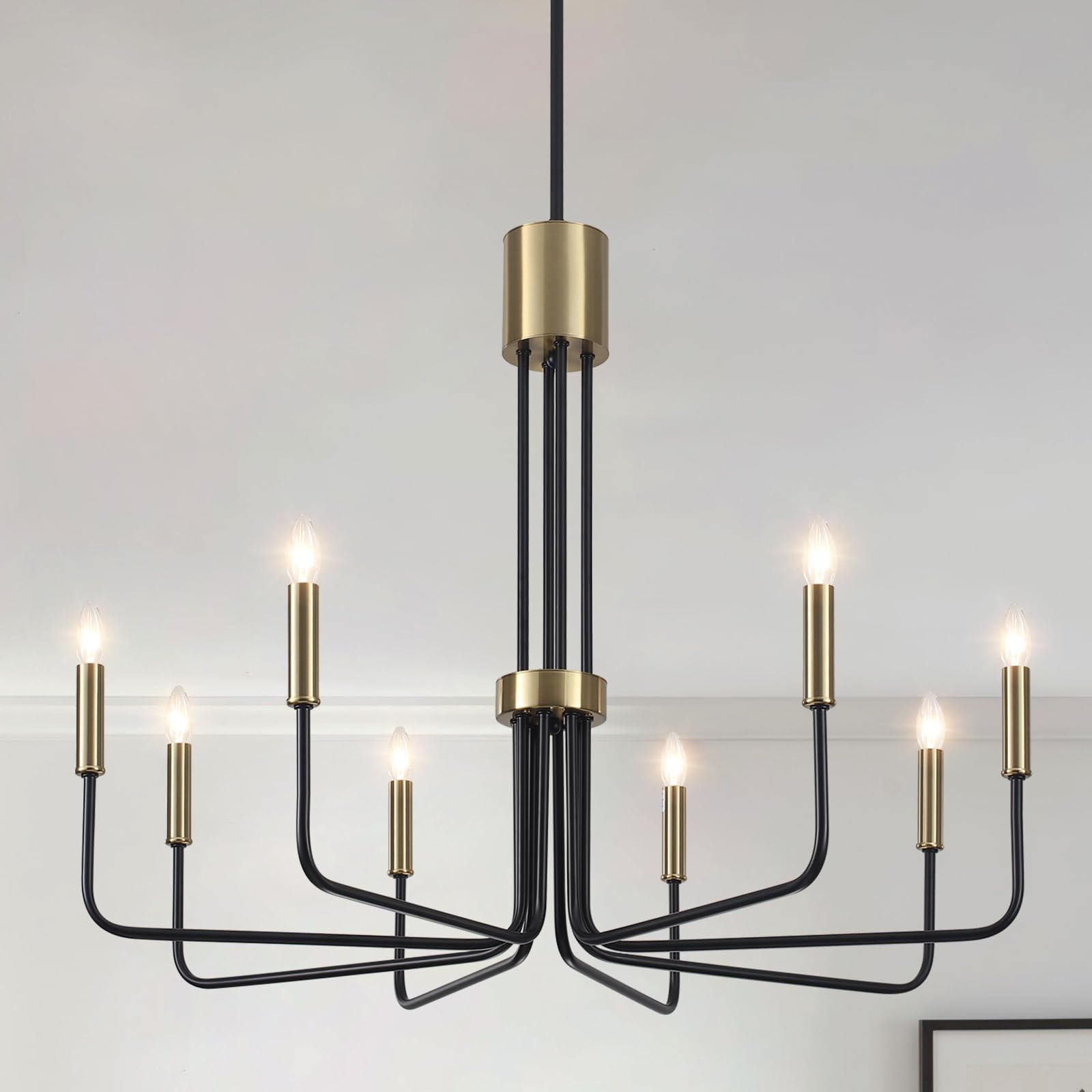 Opia Vintage 8 Light Chandelier // Gold and Black main image 1